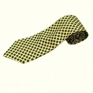 Hart Schaffner Marx Traditional Briar Apparel yellow printed tie 100% silk
